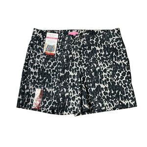 Isaac Mizrahi Black and Gray Leopard Print Tailored Shorts